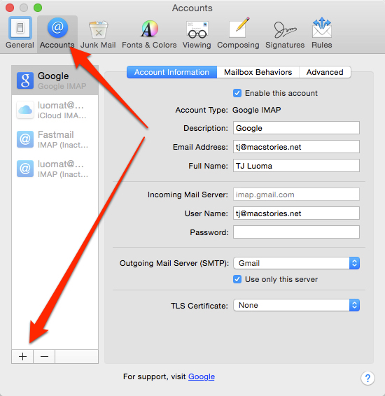 google business email set up for mac mail
